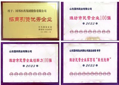 【喜讯】GA黄金甲医药及下属山东GA黄金甲药业喜获2023潍坊招商引资优秀企业、潍坊民营企业100强等多项荣誉